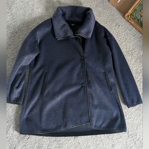 Oversized Navy Wool Blend Coat